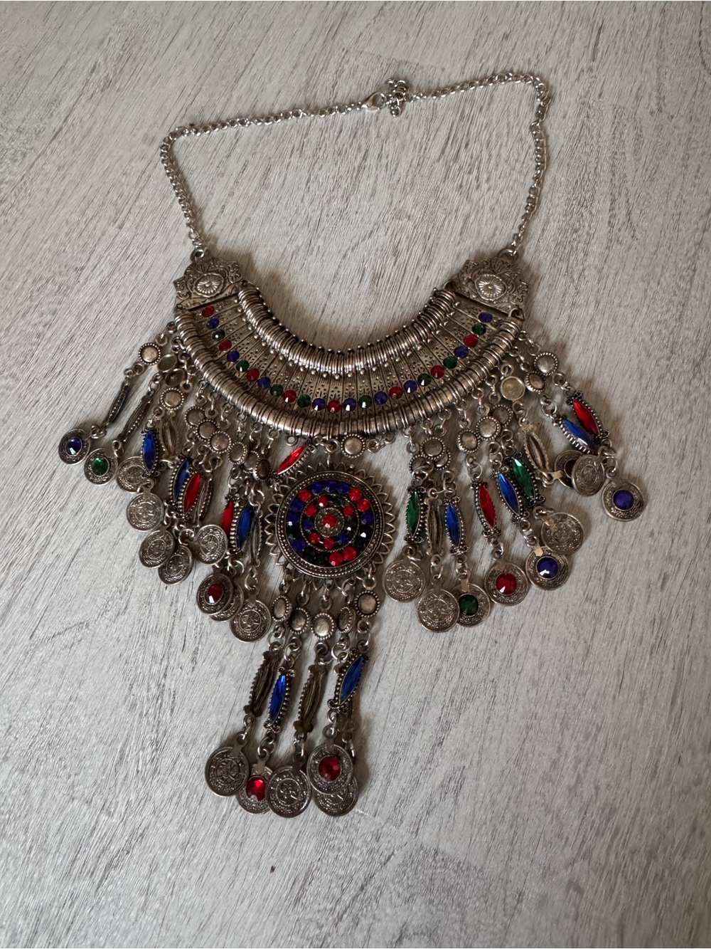 Afghan Inspired Multicolor Statement Bib Necklace